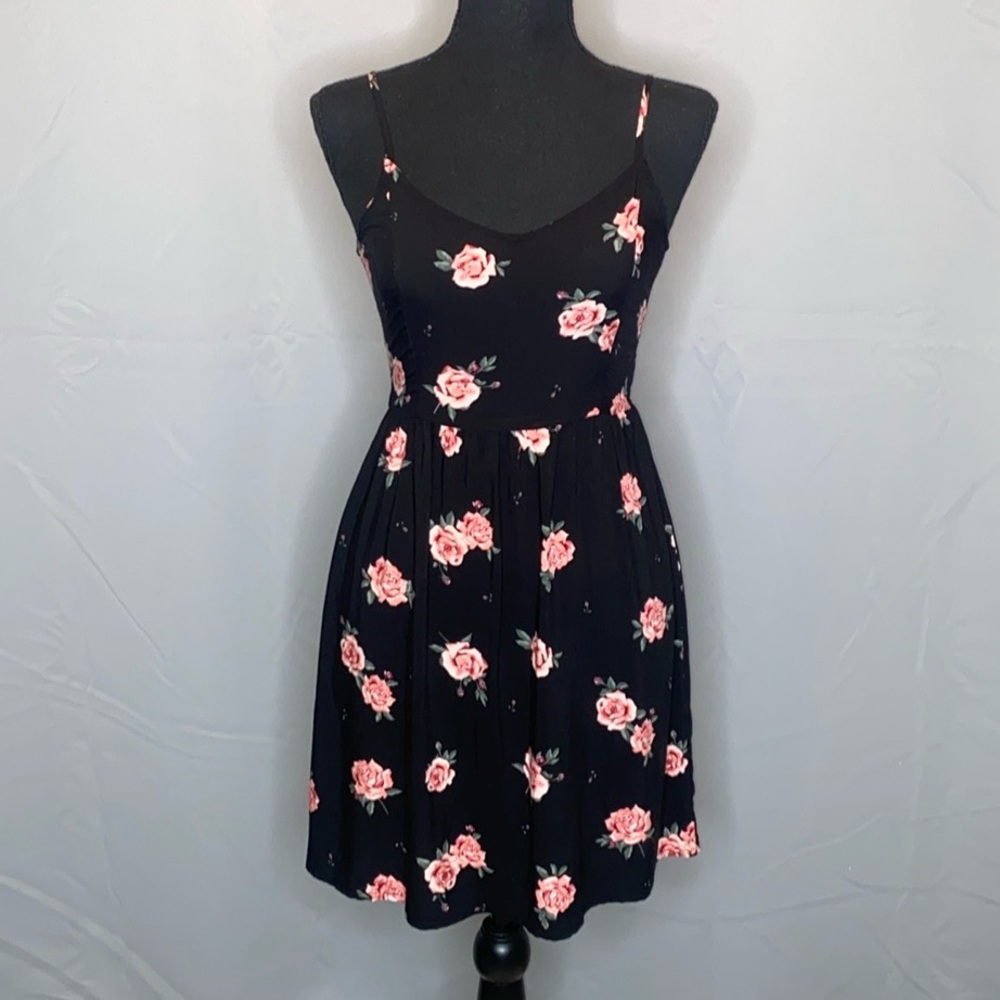 Divided (H&M) Black Floral Smocked Back Sundress Size XS